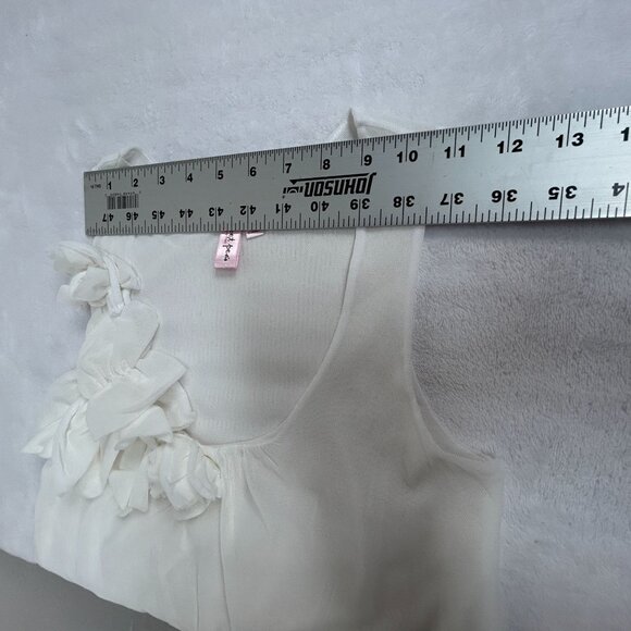 Sweet Pea By Stacy Frati Womens White Sleeveless Top With Floral Detail Small - Picture 5 of 9